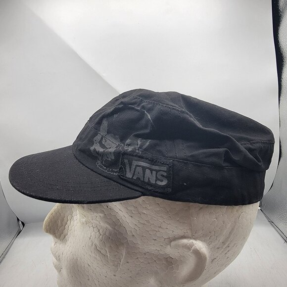 Vans Black Military Style Hat With Skull Graphic L/XL Made In USA Casual - Picture 2 of 9